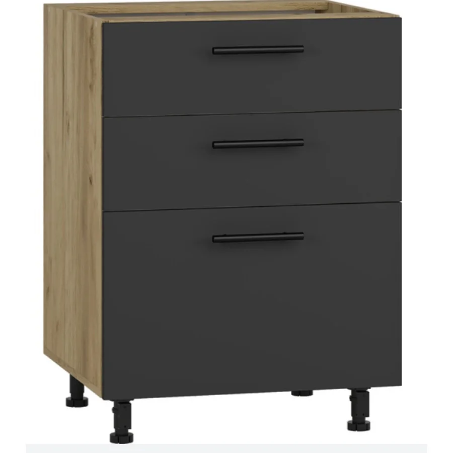 Bedside table with drawers VENTO D3S-60/82, facade: anthracite order